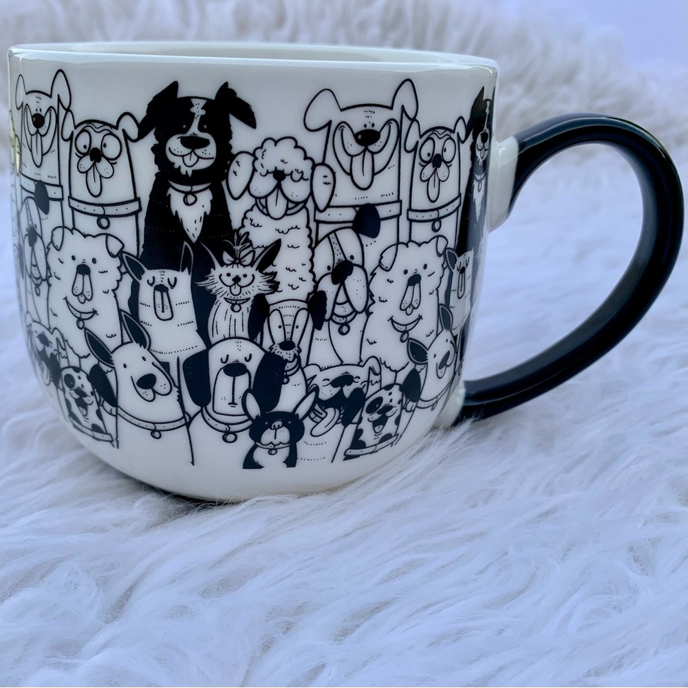 NWT Paws Cafe Dog Puppy Mug Cup Black White Chic Playful Coffee Tea Hot Cocoa - Picture 5 of 11
